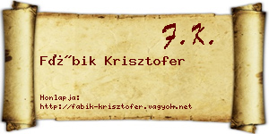 Fábik Krisztofer névjegykártya
